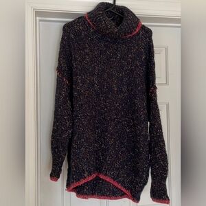 Free People wooly jumper with roll neck & tunic length M EUC